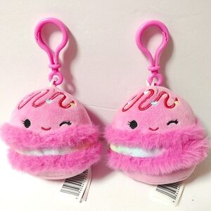 2 Pack Squishmallows Official Kellytoy 3.5" Clip On Middy The Macaron Plush Toy